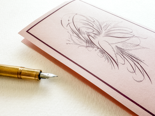 Bird Flourish Stationery Set, Rose | Master's Collection