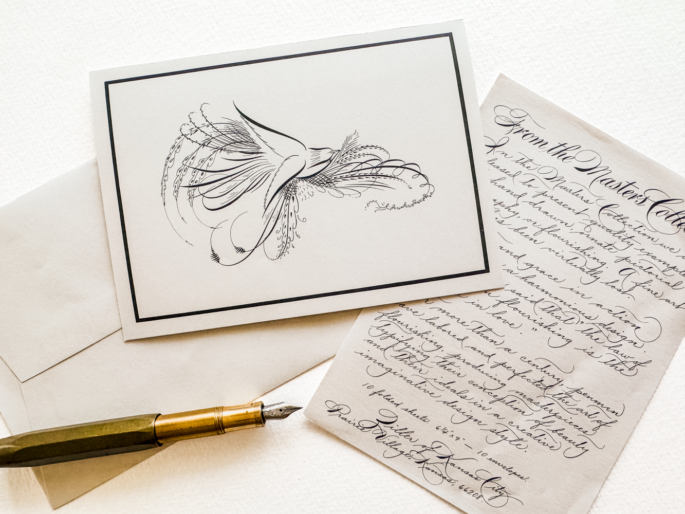 Bird Flourish Stationery Set, Sandstone | Master's Collection