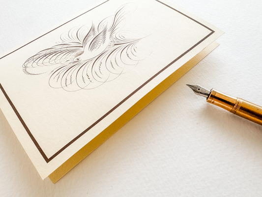 Bird Flourish Stationery Set, Ivory | Master's Collection