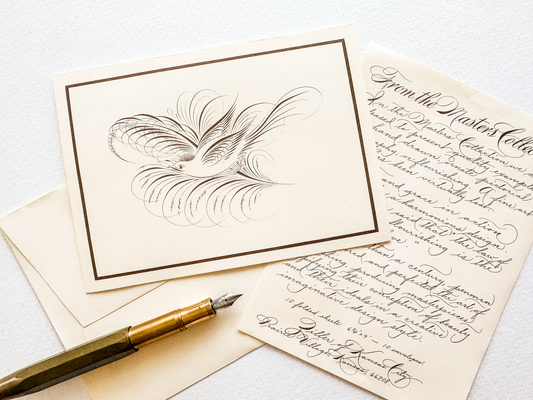 Bird Flourish Stationery Set, Ivory | Master's Collection