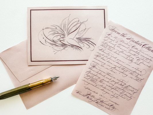 Bird Flourish Stationery Set, Rose | Master's Collection