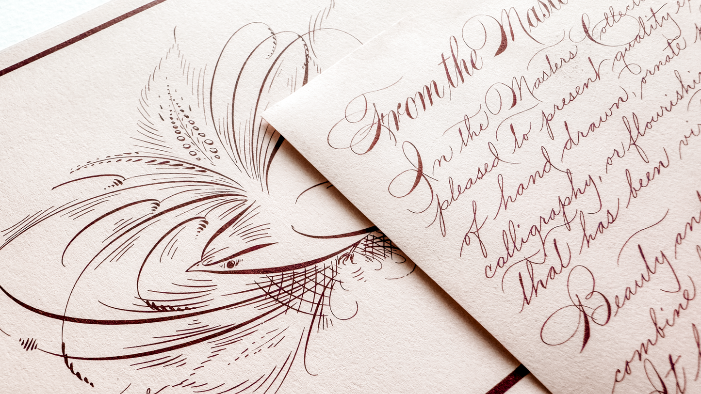 Bird Flourish Stationery Set, Rose | Master's Collection